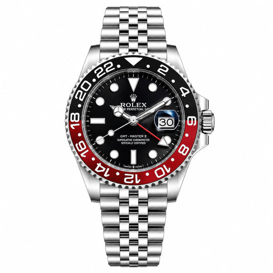 Luxury GMT Style Stainless Steel Automatic Men's Watch – Black Dial & Jubilee Bracelet