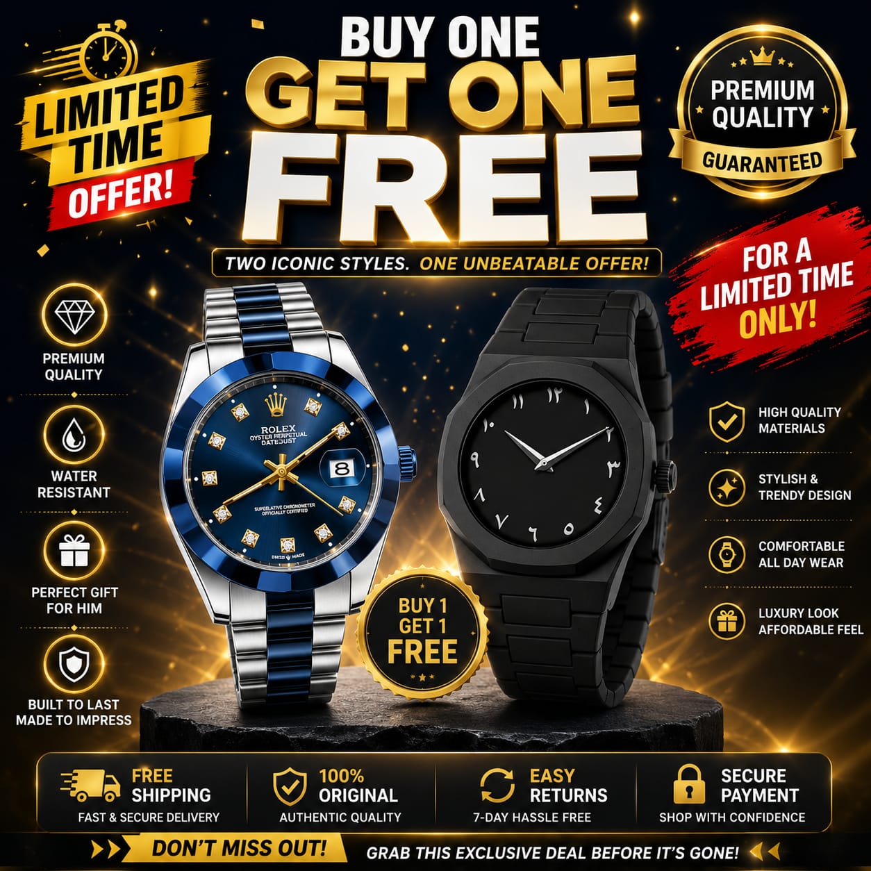 Buy One Get One Free – Premium Men’s Luxury Watch Combo