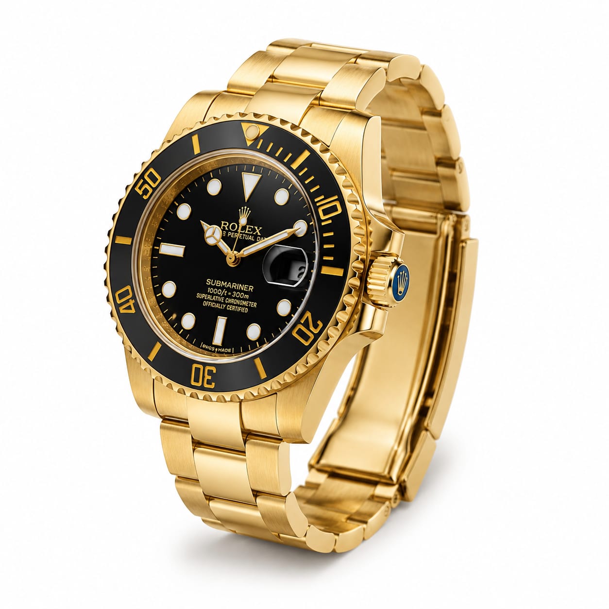 Luxury Gold Dive Style Men's Watch – Black Dial | Stainless Steel Bracelet