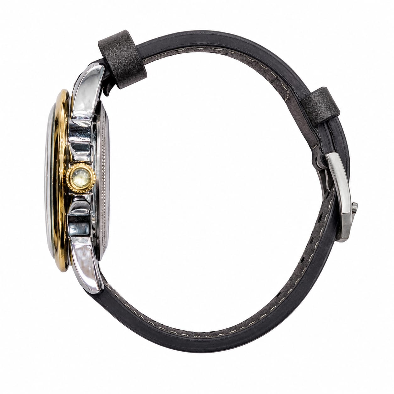 CILLEX Automatic Skeleton Men's Leather Strap Watch – Black & Gold | Transparent Mechanical Dial