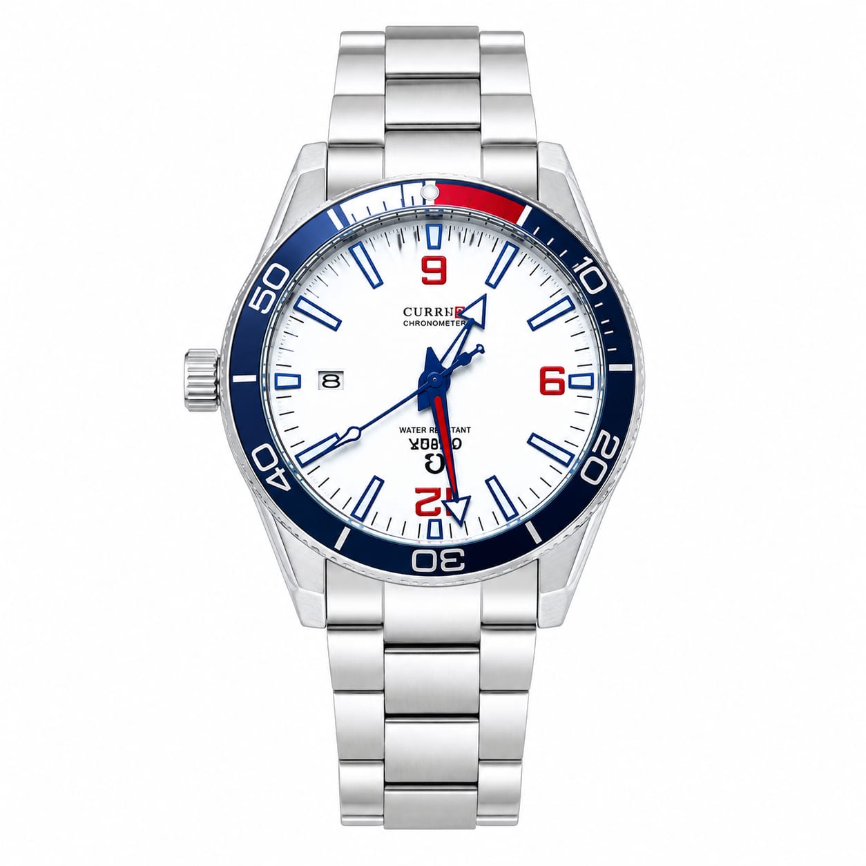 Luxury Automatic Mechanical Men's Watch – White Dial | Stainless Steel Bracelet | Skeleton Case Back