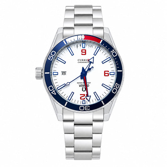Luxury Automatic Mechanical Men's Watch – White Dial | Stainless Steel Bracelet | Skeleton Case Back
