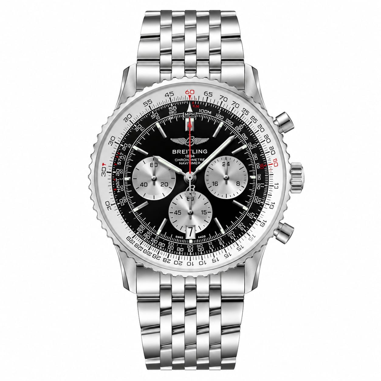 Luxury Stainless Steel Chronograph Watch for Men – Black Dial | Silver Bracelet | Sport Business Style