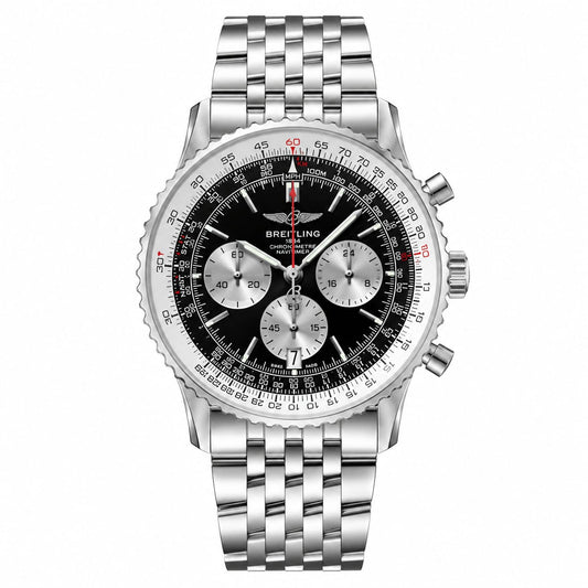 Luxury Stainless Steel Chronograph Watch for Men – Black Dial | Silver Bracelet | Sport Business Style