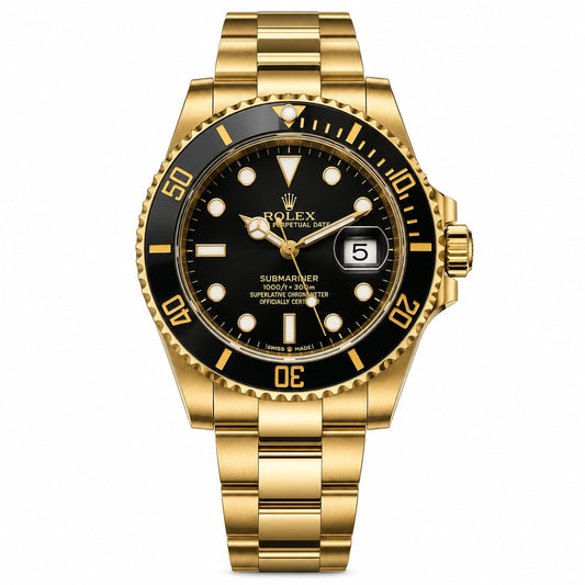Luxury Gold Dive Style Men's Watch – Black Dial | Stainless Steel Bracelet