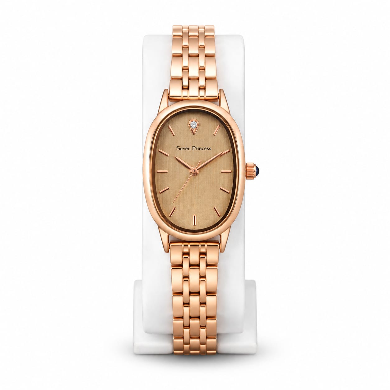 Luxury Rose Gold Women's Watch – Elegant Oval Dial Stainless Steel Wristwatch