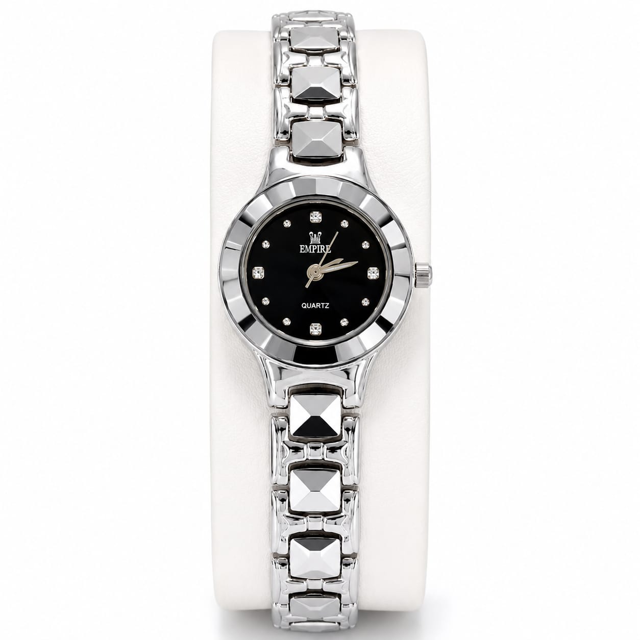 Empire Women's Silver Bracelet Watch – Black Dial Elegant Analog Wristwatch