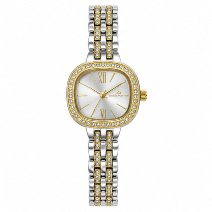 Daniel Porter Women's Crystal Bezel Two-Tone Bracelet Quartz Watch – Silver & Gold