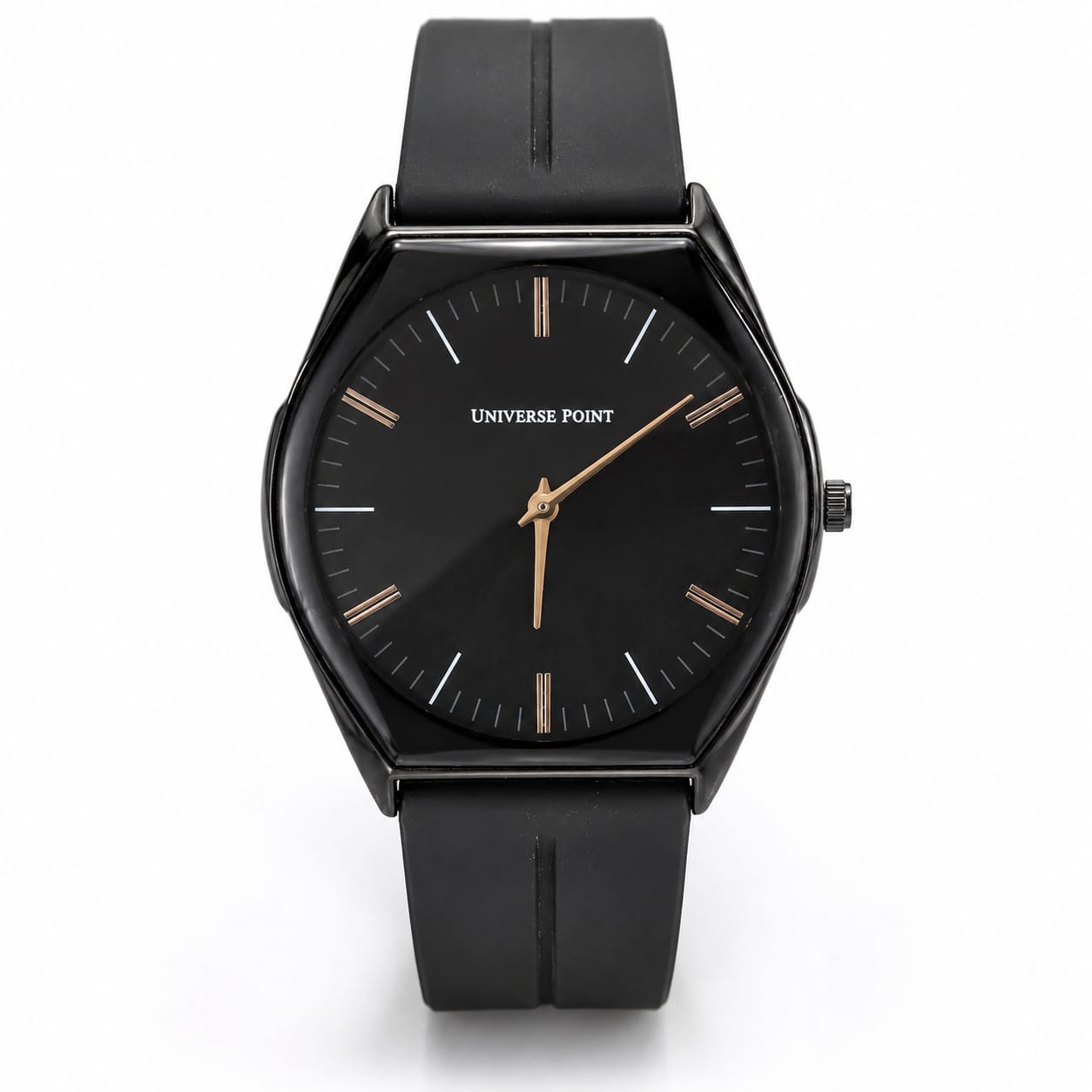 Universe Point Minimalist Black Silicone Strap Watch – Elegant Everyday Timepiece