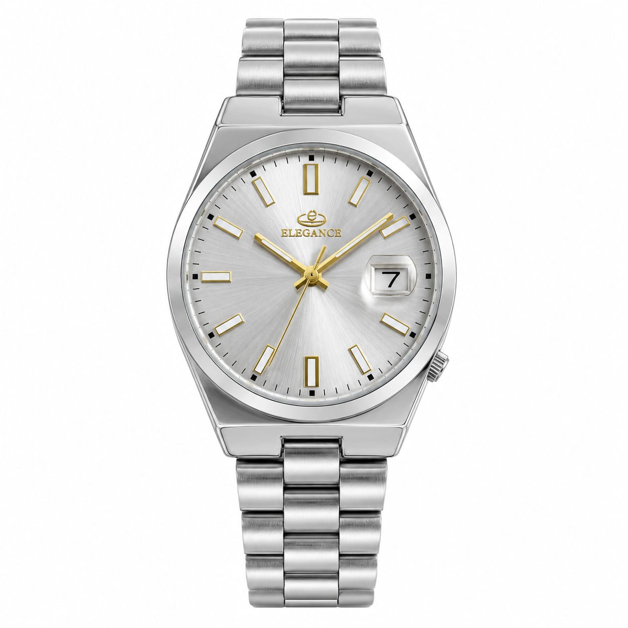 Elegance Silver Stainless Steel Date Watch – Classic Luxury Men's Timepiece