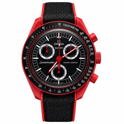 Omega × Swatch Speedmaster MoonSwatch Red Chronograph Watch – Sport Edition