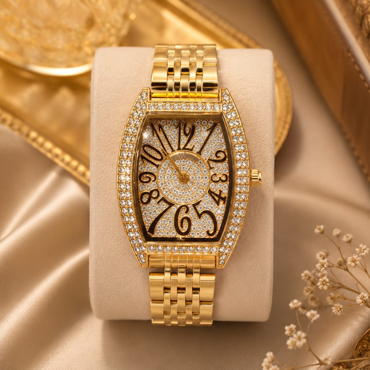 Luxury Crystal Rose Gold Women's Watch – Diamond Dial Quartz Stainless Steel Bracelet