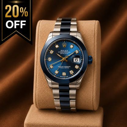 Luxury Blue Dial Men's Watch | Stainless Steel Bracelet | Date Display