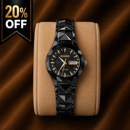 Luxury Black Women's Watch – Crystal Dial & Black Stainless Steel Strap