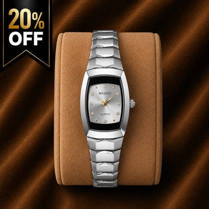 Masaye Women's Silver Stainless Steel Watch – Elegant Rectangular Dial