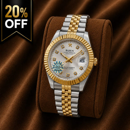 Rizen Two-Tone Stainless Steel Watch – Silver Dial