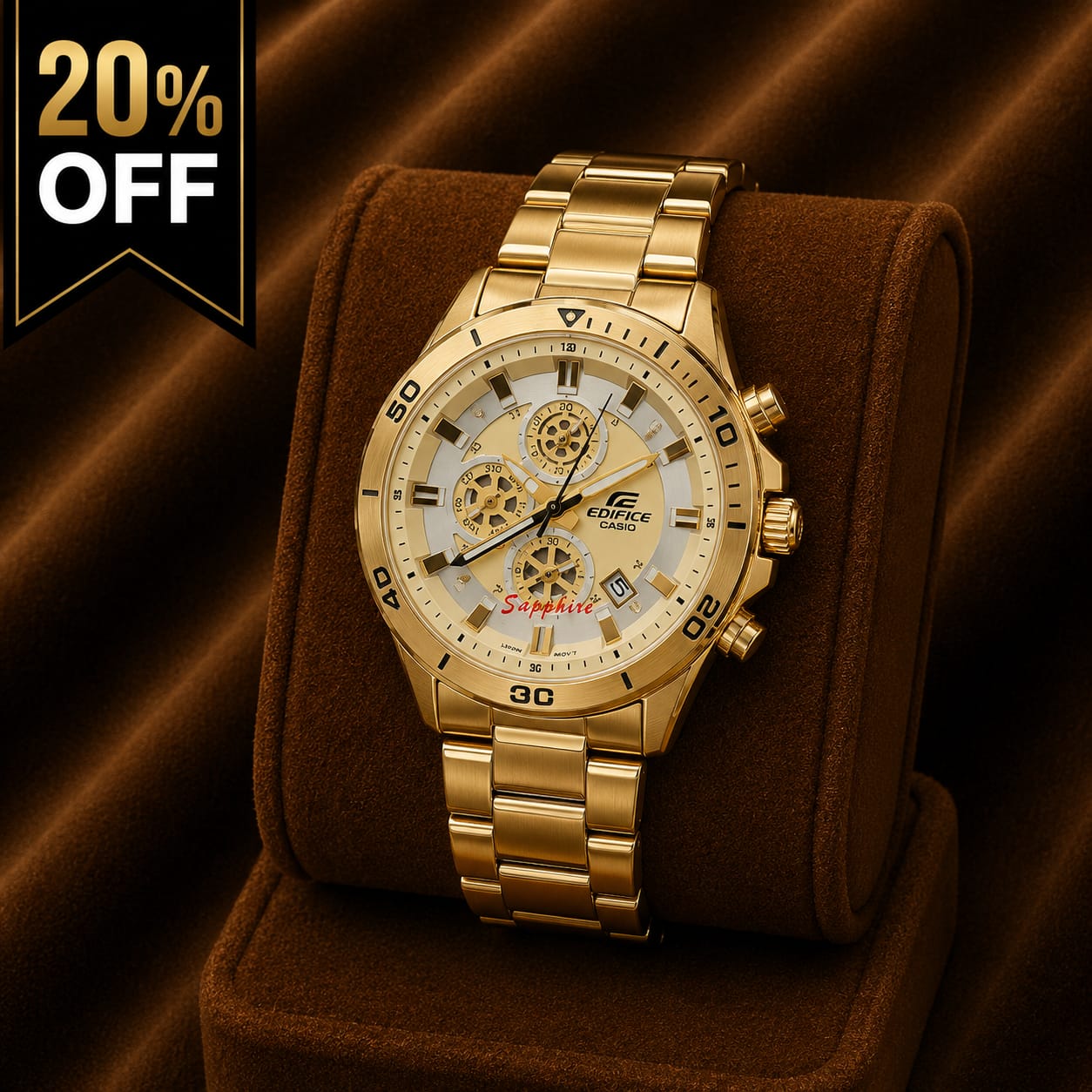 Edifice Gold Stainless Steel Chronograph Watch – Gold Dial