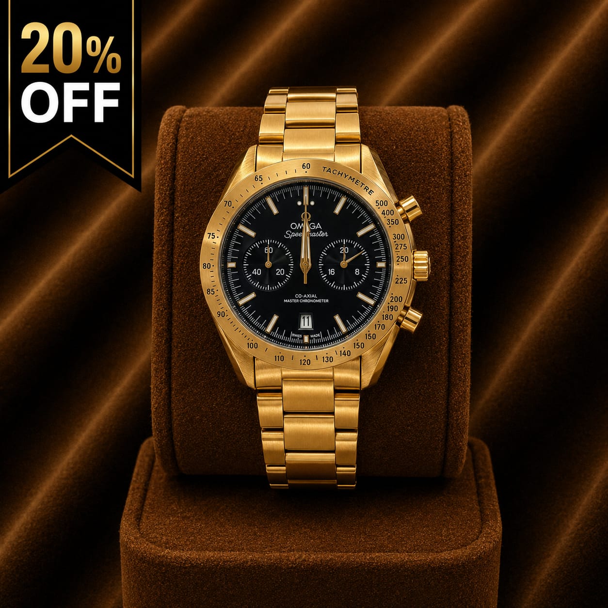Omega Speedmaster Gold Stainless Steel Chronograph Watch – Black Dial