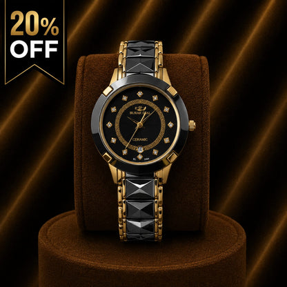 Burak Dial Black & Gold Ceramic Watch – Black Dial