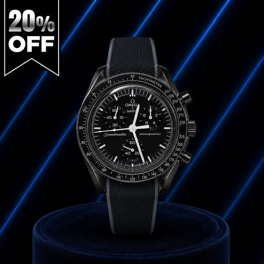 Black Moon Chronograph Watch with Premium Rubber Strap