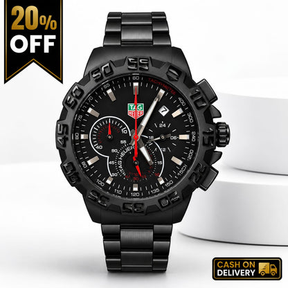 Luxury All-Black Sport Chronograph Watch for Men