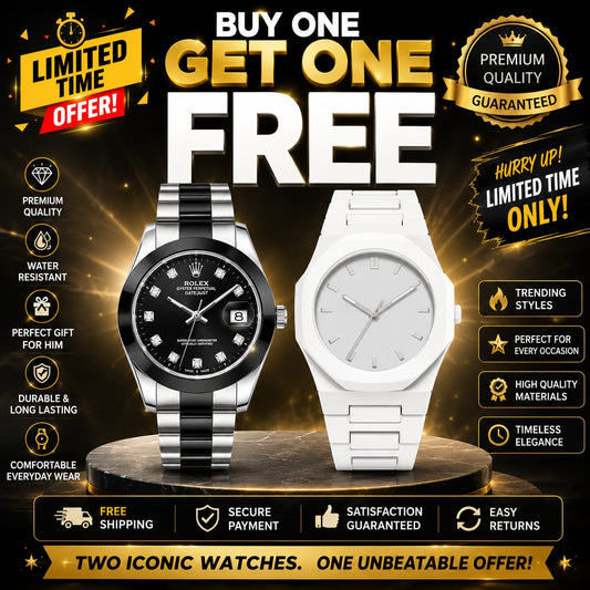 Buy One Get One Free – Black & White Premium Watch Combo