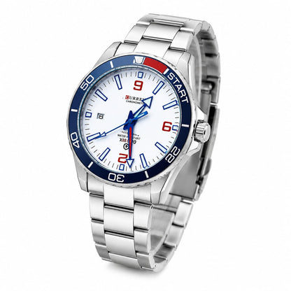 Luxury Automatic Mechanical Men's Watch – White Dial | Stainless Steel Bracelet | Skeleton Case Back