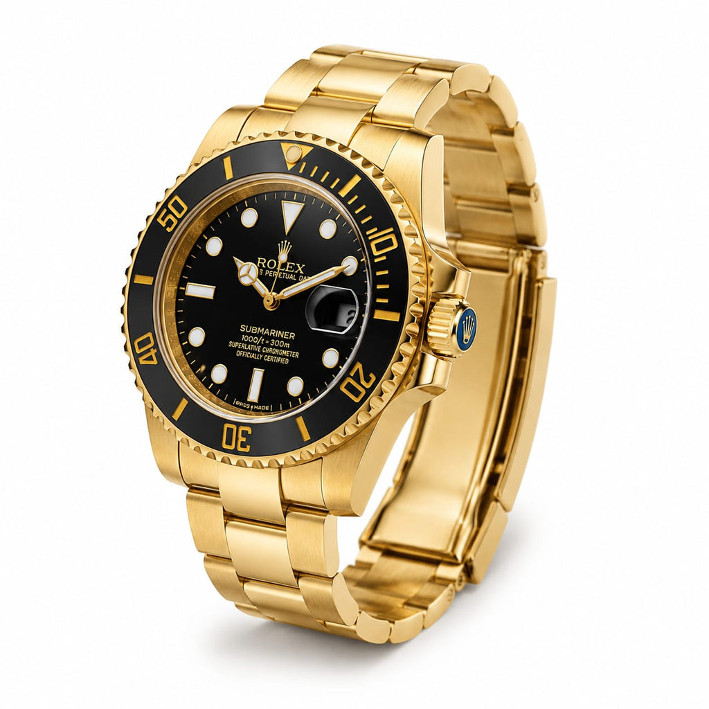 Luxury Gold Dive Style Men's Watch – Black Dial | Stainless Steel Bracelet