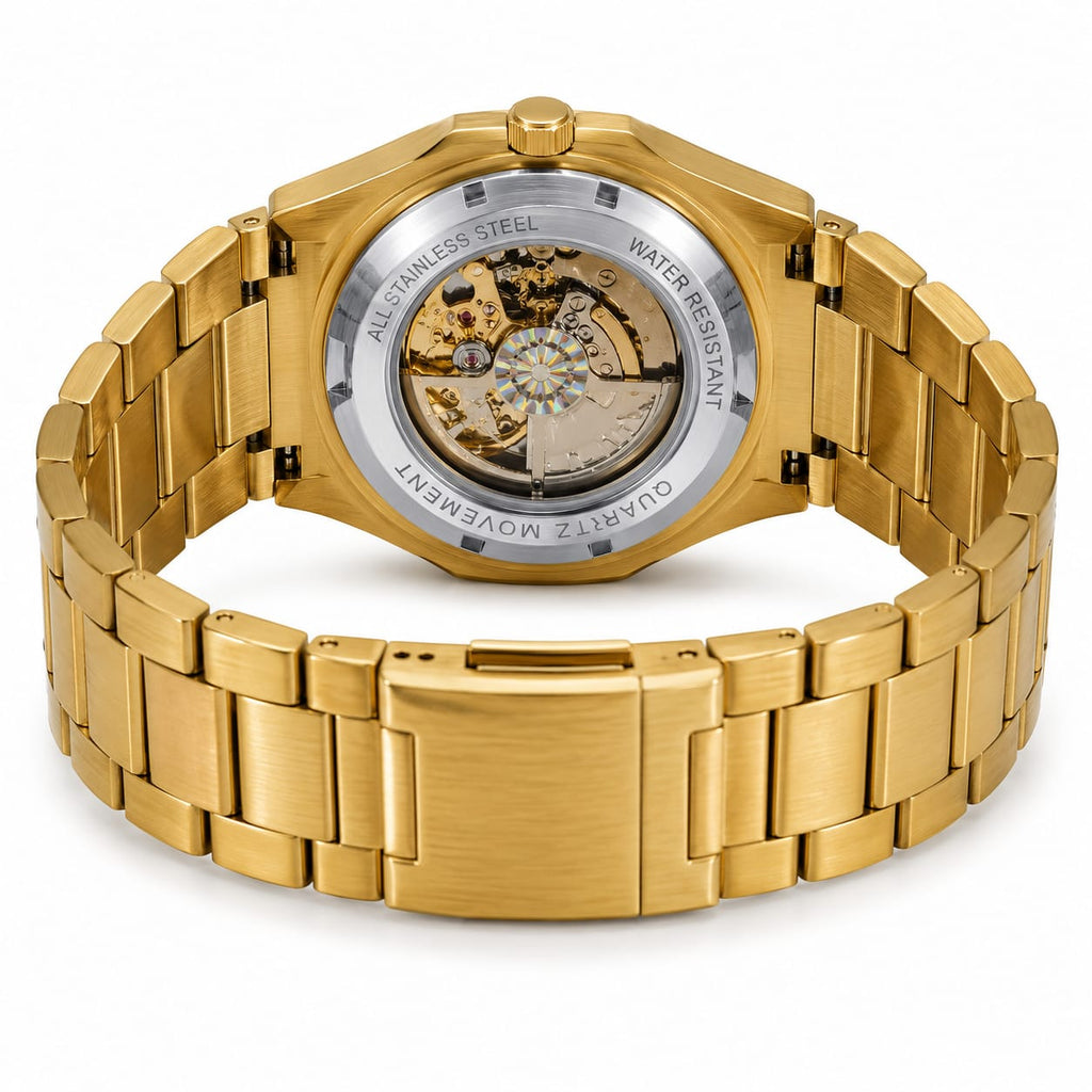 Luxury Gold Automatic Men's Watch – Stainless Steel Bracelet | Premium Mechanical Design