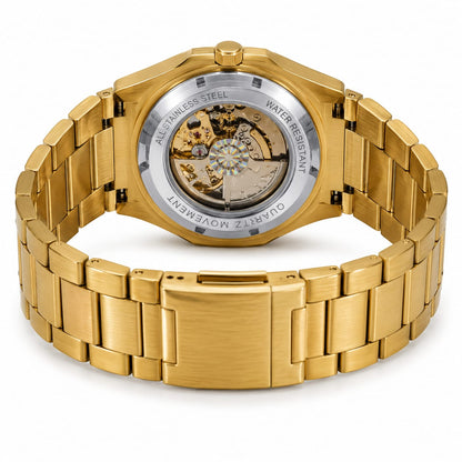 Luxury Gold Automatic Men's Watch – Stainless Steel Bracelet | Premium Mechanical Design