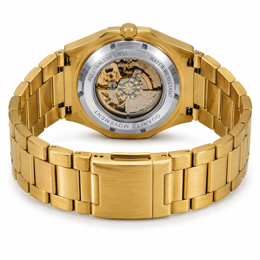 Luxury Gold Automatic Men's Watch – Stainless Steel Bracelet | Premium Mechanical Design