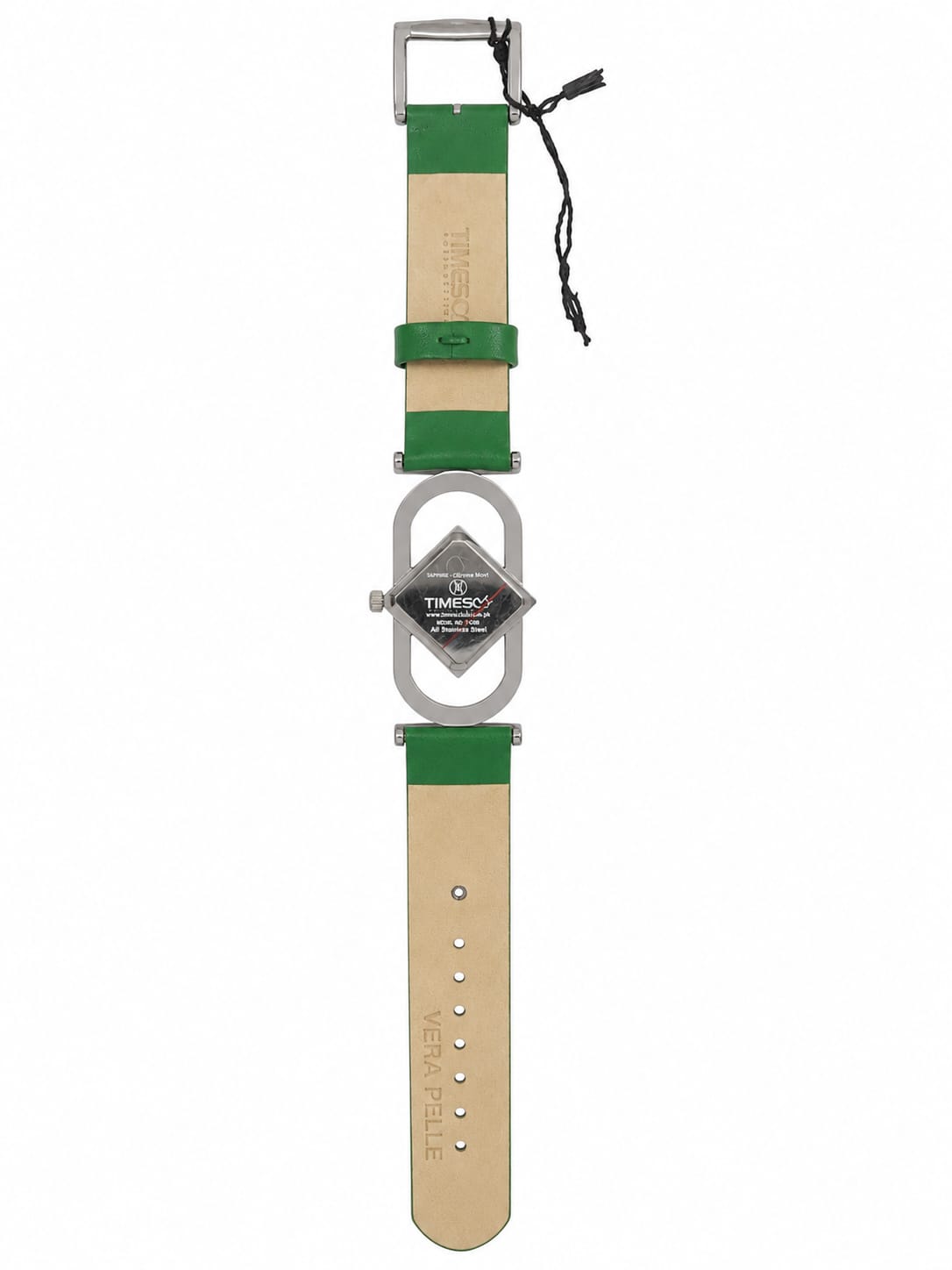 TIMES Women's Luxury Green Leather Strap Watch – Diamond-Style Silver Case Analog Wristwatch