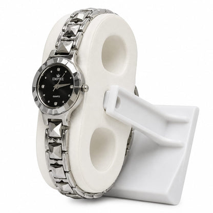Empire Women's Silver Bracelet Watch – Black Dial Elegant Analog Wristwatch