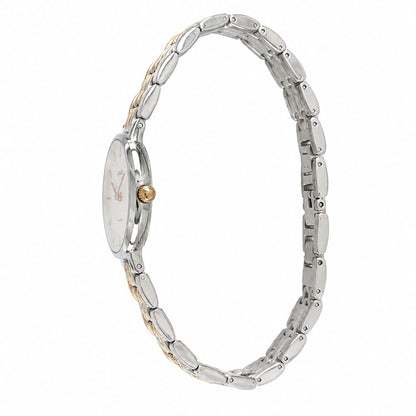 LUOWEINI Women's Two-Tone Quartz Watch – Silver & Gold Stainless Steel Bracelet | White Dial