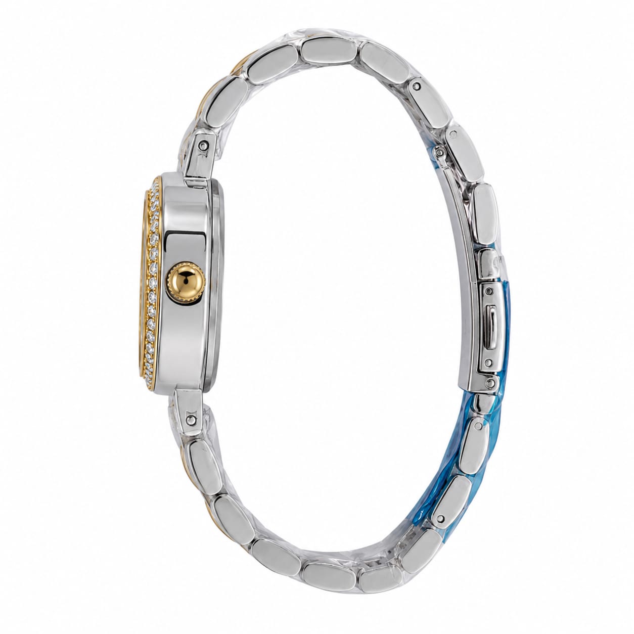 Daniel Porter Women's Square Crystal Bezel Two-Tone Quartz Watch