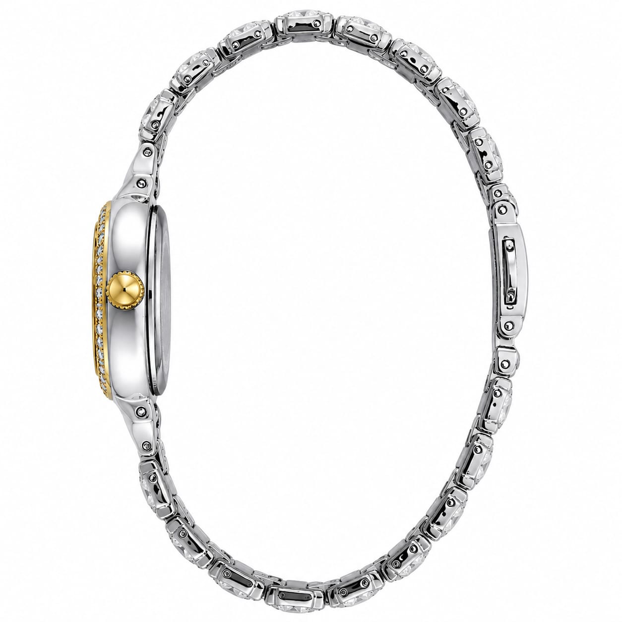 Daniel Porter Women's Crystal Bezel Two-Tone Bracelet Quartz Watch – Silver & Gold