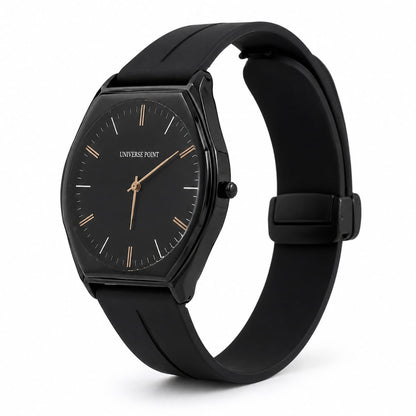 Universe Point Minimalist Black Silicone Strap Watch – Elegant Everyday Timepiece