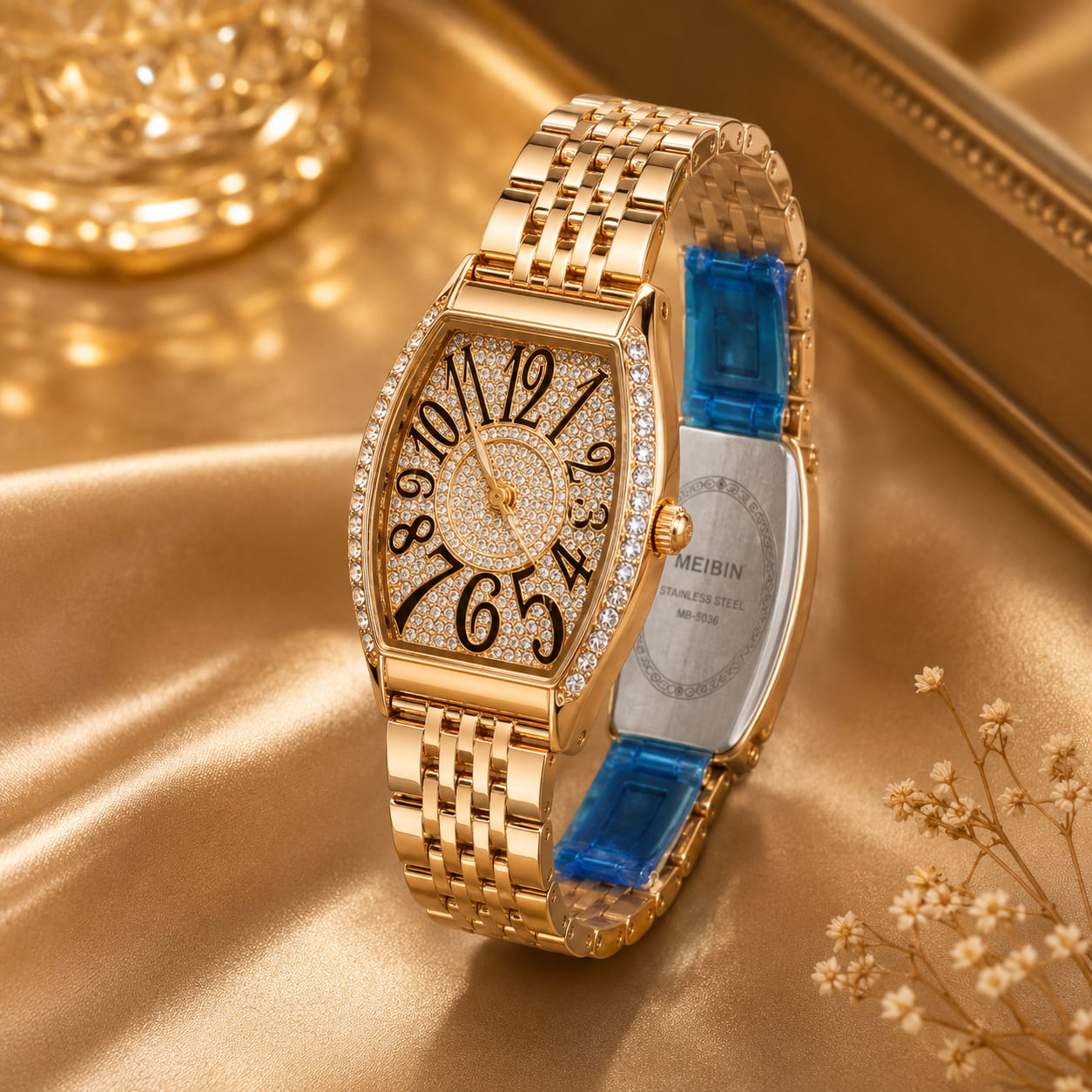 Luxury Crystal Rose Gold Women's Watch – Diamond Dial Quartz Stainless Steel Bracelet