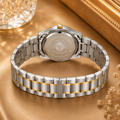 Luxury Two-Tone Gold & Silver Quartz Watch – Stainless Steel Date Display Wristwatch