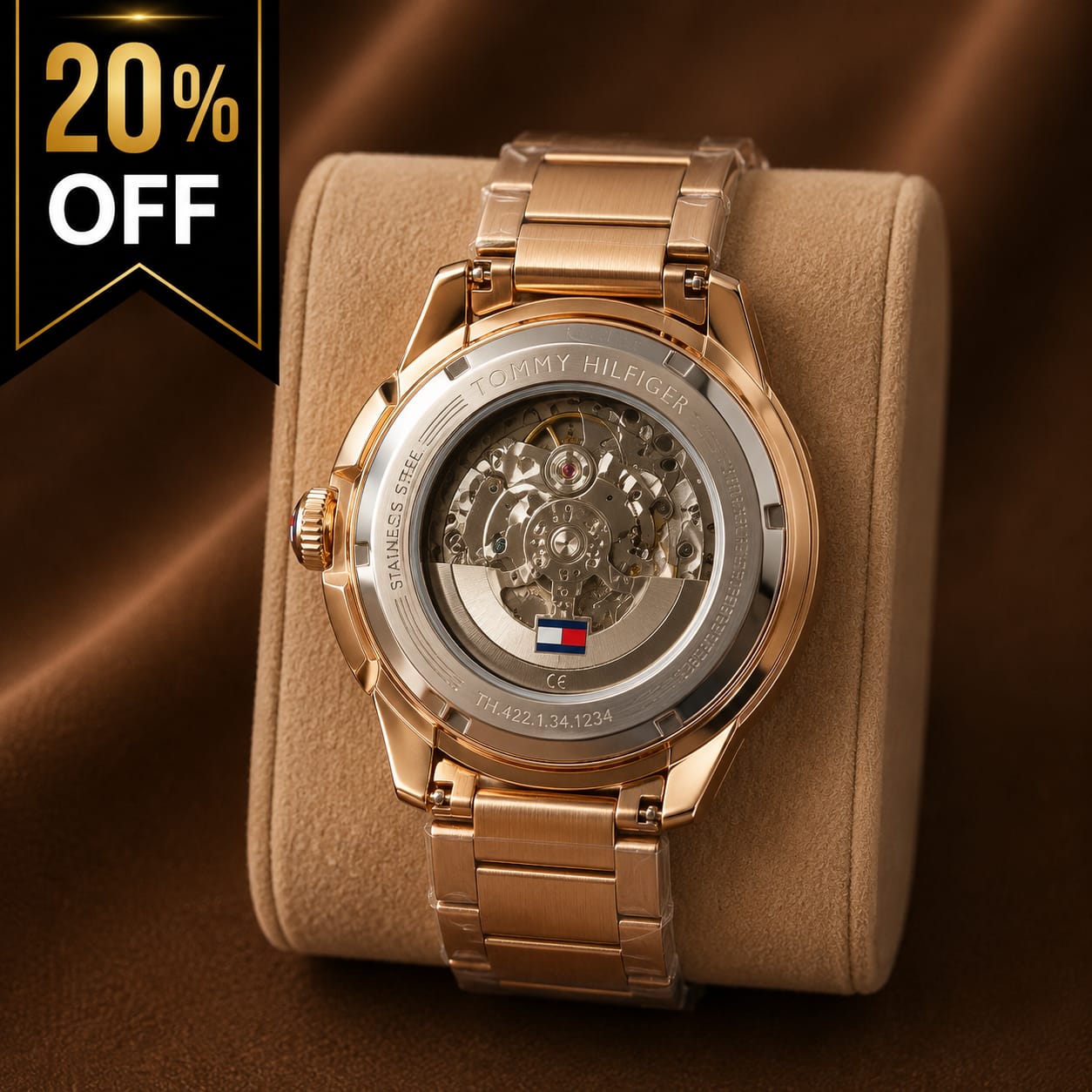 Tommy Hilfiger Automatic Skeleton Rose Gold Men's Watch – Premium Stainless Steel Bracelet