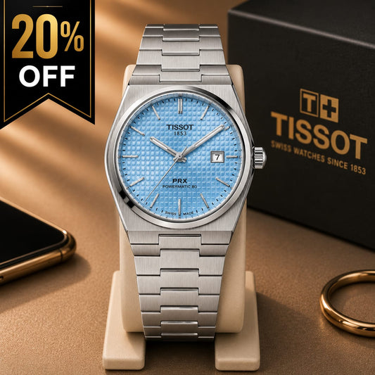 Luxury Ice Blue Textured Dial Stainless Steel Automatic Watch