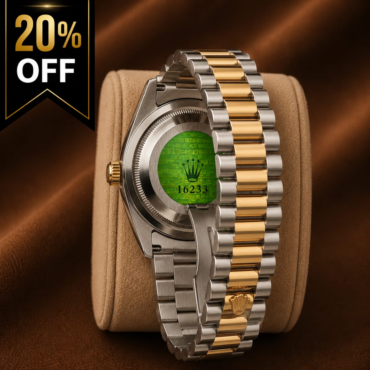Luxury Two-Tone Date Watch for Men | Diamond Style Dial | Stainless Steel Bracelet