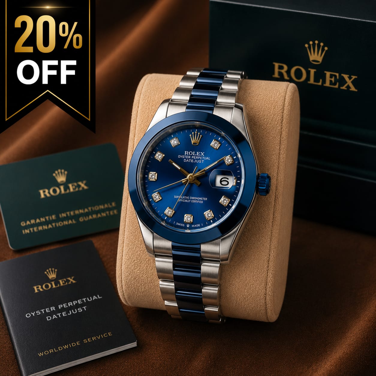 Luxury Blue Dial Men's Watch | Stainless Steel Bracelet | Date Display