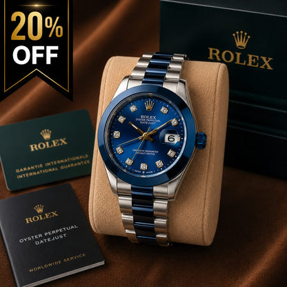 Luxury Blue Dial Men's Watch | Stainless Steel Bracelet | Date Display