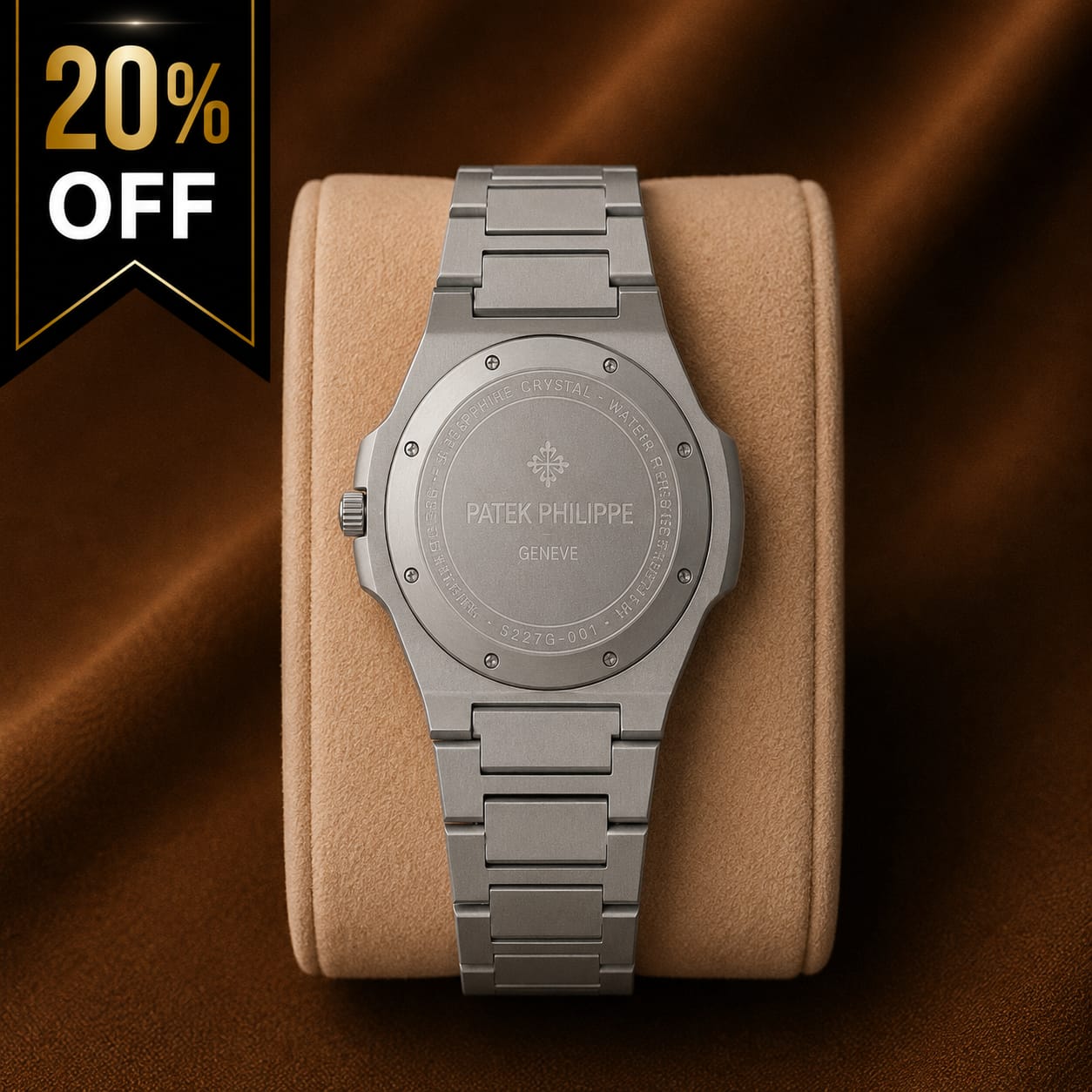 Patek Philippe Style Grey Dial Stainless Steel Men's Watch with Blue Bezel