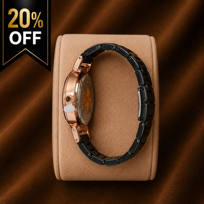 Curren Blanche Floral Women's Watch – Rose Gold & Black Stainless Steel