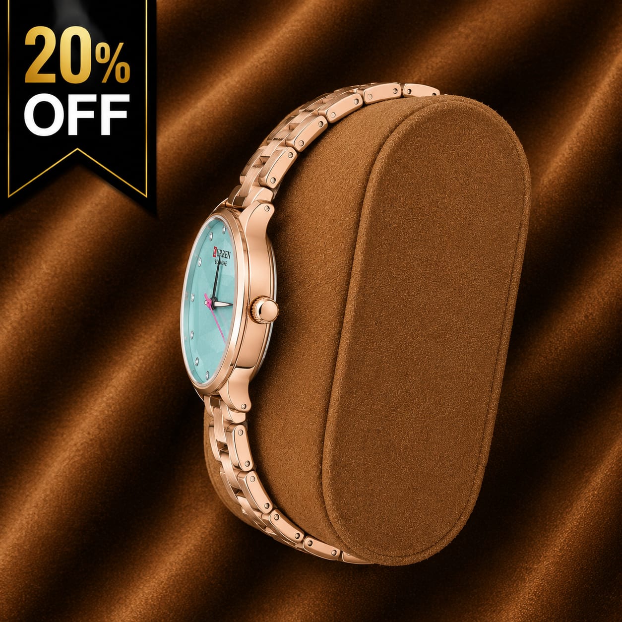 Curren Blanche Women's Rose Gold Watch – Sky Blue Dial