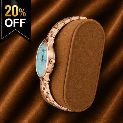 Curren Blanche Women's Rose Gold Watch – Sky Blue Dial