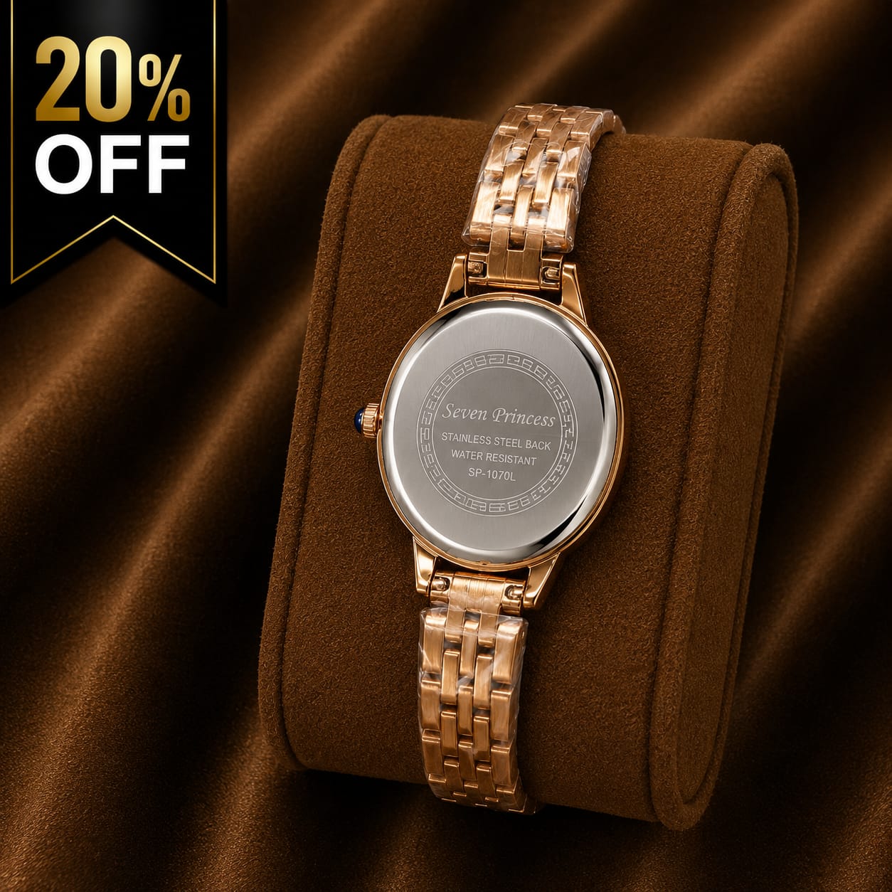 Seven Princess Women's Gold Stainless Steel Watch – Champagne Oval Dial