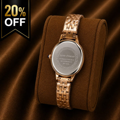 Seven Princess Women's Gold Stainless Steel Watch – Champagne Oval Dial